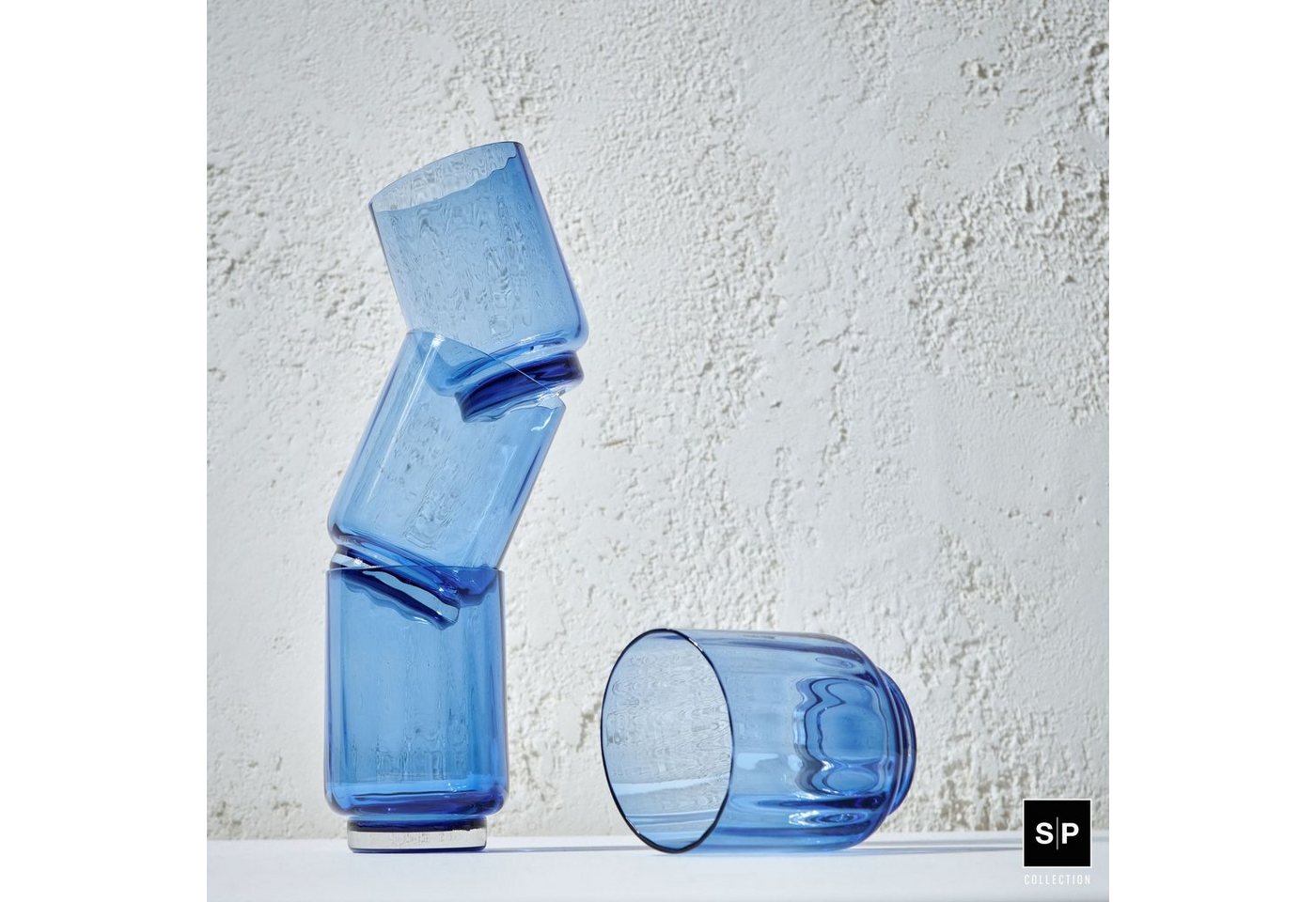 Asphald Glas 4er Set Dessertgläser Modern Blue 410cc Trinkgläser Wassergläser, Vielseitig Verwendbar von Asphald