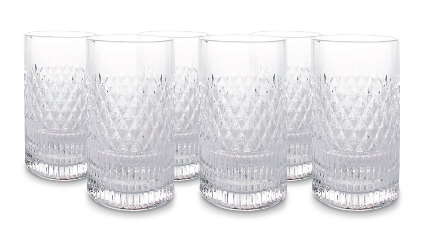 Asphald Glas 6er Set Vintage Longdrink Gläser Set 400ml Trinkglas Glas, Schönes Design von Asphald