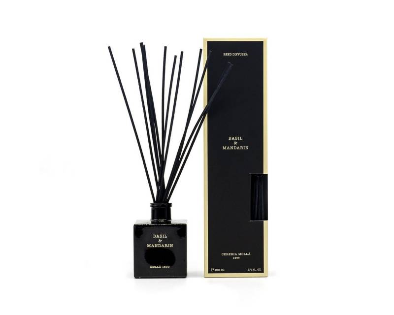 Asphald Raumduft Cereria Molla 1899 Mikado Basil & Mandarin Raumduft Diffuser Premium (Set, 1 Raumduft mit Duftstäbchen), Exquisites Design von Asphald