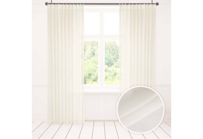 Asphald Gardine Voile Warmweiss 1:2 1er Falte 90 mm Band Vorhang (1 St), Faltenband, transparent, St.Br 200cm f.Breite 100cm von Asphald