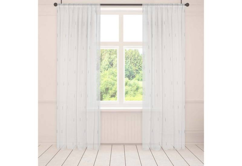 Asphald Gardine Gardine mit Scherli Muster Vorhang Store Pflegeleicht Store Voile 1:2,5 3er Falte auf Maß Anfertigung, Faltenband (1 St), St.Br 200cm f.Breite 80cm von Asphald