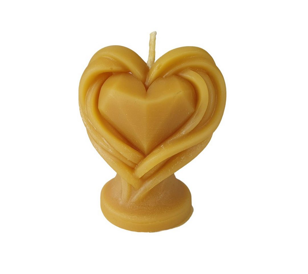 Aspinaworld Bienenwachskerze Herz Kerze in Ranken 8 cm - 100% Bienenwachs - Romantische Kerze von Aspinaworld