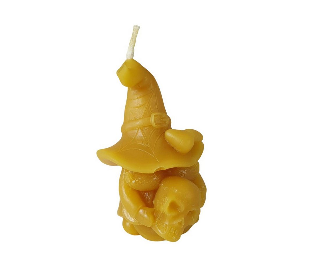 Aspinaworld Bienenwachskerze Hexen Kerze mit Totenkopf 7,5 cm -100% Bienenwachs - Totenkopf kerze von Aspinaworld