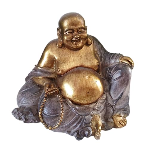Aspinaworld Sitzende Buddha Figur mit dickem Bauch 17 cm, Deko Buddha, Moderne Buddha Figur von Aspinaworld