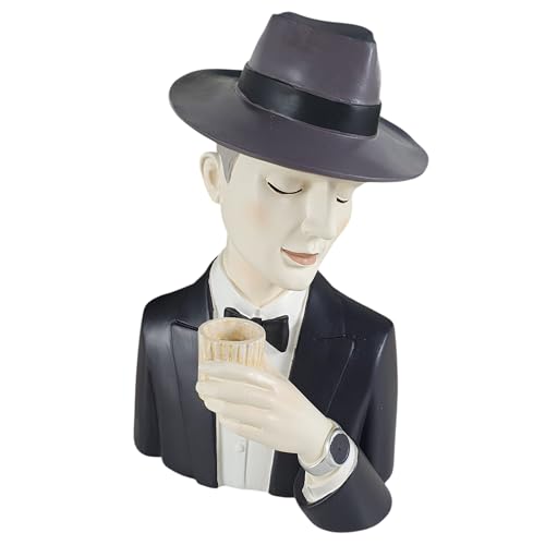 Aspinaworld Deko Männerbüste mit Drink und Hut 25 cm, Dekofigur, Männerfigur,Wohnzimmer Deko von Aspinaworld