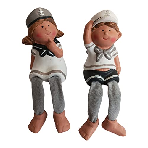 Aspinaworld Deko Maritime, Junge und Mädchen Kantensitzer 17 cm, Maritime Figur, Badezimmer Deko, Dekofigur von Aspinaworld