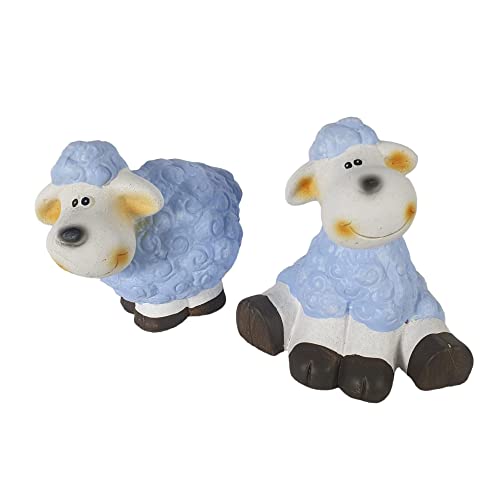 Aspinaworld Dekofigur, lustige Schaf Figur 2er Set blau 11 cm, Tierfigur, Schaf Deko, Wohnzimmer Deko von Aspinaworld