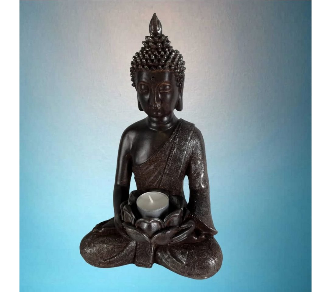 Aspinaworld Dekofigur Thai Buddha Figur braun als Teelichthalter 30 cm von Aspinaworld