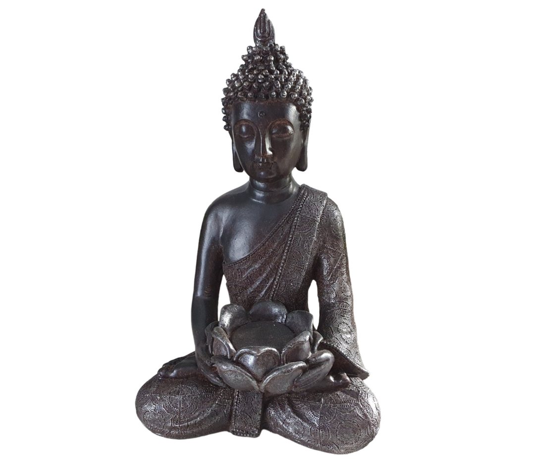 Aspinaworld Dekofigur Thai Buddha Figur braun als Teelichthalter 30 cm, Deko Buddha Aspinaworld Dekofigur Thai Buddha Figur braun als Teelichthalter 30 cm, Deko Buddha von Aspinaworld