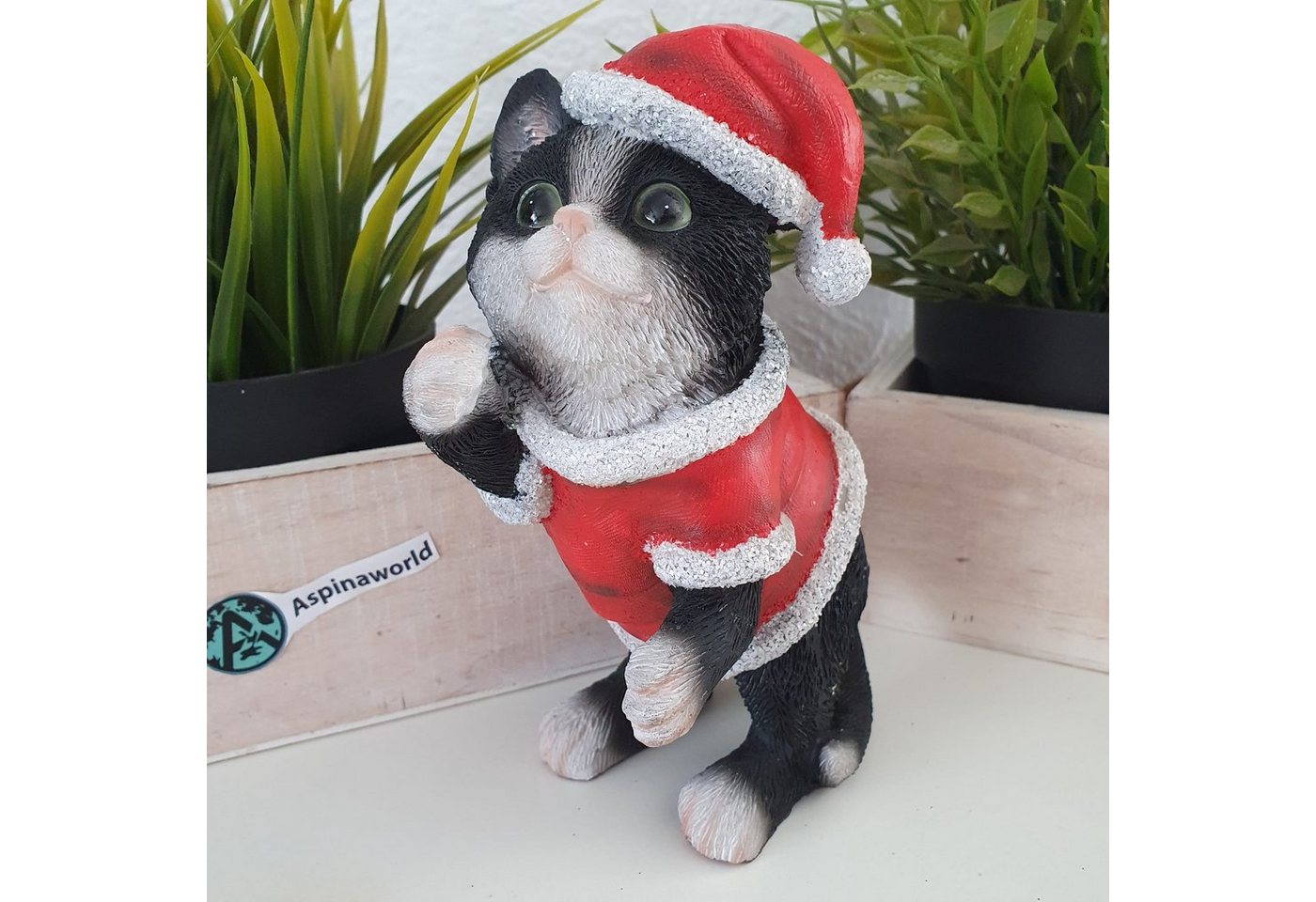 Aspinaworld Dekofigur Weihnachts Katzen Figur 16 cm von Aspinaworld