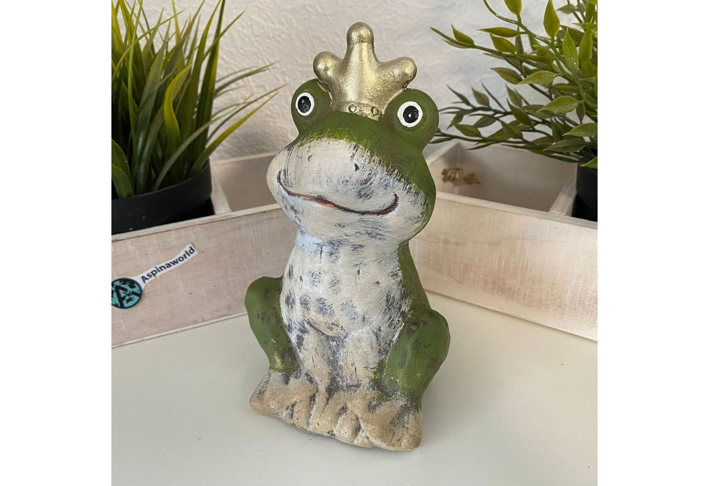 Aspinaworld Dekofigur Deko Frosch Figur mit Krone 18 cm von Aspinaworld