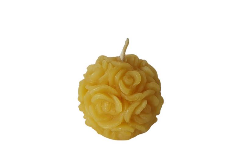 Aspinaworld Formkerze Bienenwachskerze - Rosenball Kerze 3,5 cm - Bienenwachs - Honigkerze von Aspinaworld