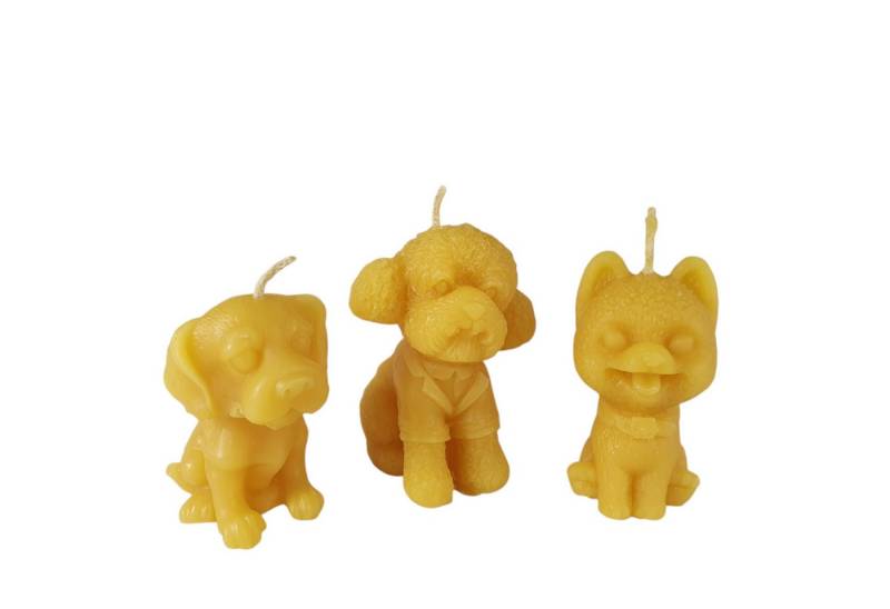 Aspinaworld Formkerze Bienenwachskerze - Hunde Kerze 3er Set 5 cm - Bienenwachs - Honigkerze von Aspinaworld