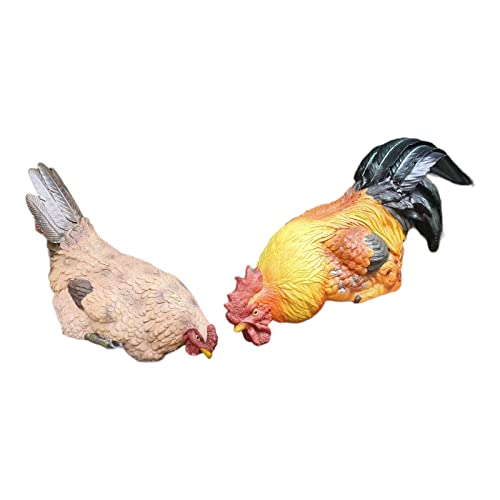 Aspinaworld Gartenfigur, Kantensitzer Hahn und Hahn Figur 2er Set 24 cm, Gockel Figur, Figur für den Garten, wetterfeste Deko von Aspinaworld