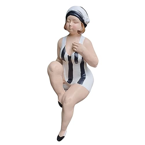 Aspinaworld Gartenfigur - mollige Badenixe Figur als Kantensitzer 29 cm schwarz - Badefrau Figur - Figuren für den Garten - wetterfeste Deko - Pool Deko von Aspinaworld