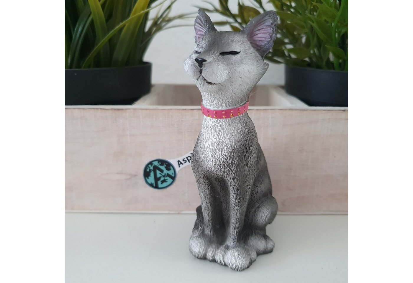 Aspinaworld Gartenfigur Deko Katze die Sitzt 12 cm Katzenfigur von Aspinaworld