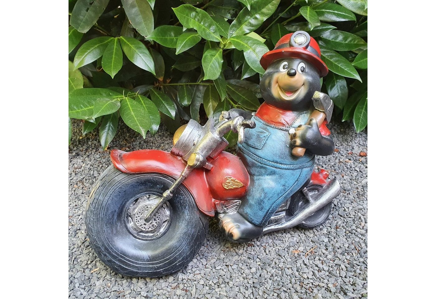 Aspinaworld Gartenfigur Gartenfigur Maulwurf Figur auf Motorrad 26 cm von Aspinaworld