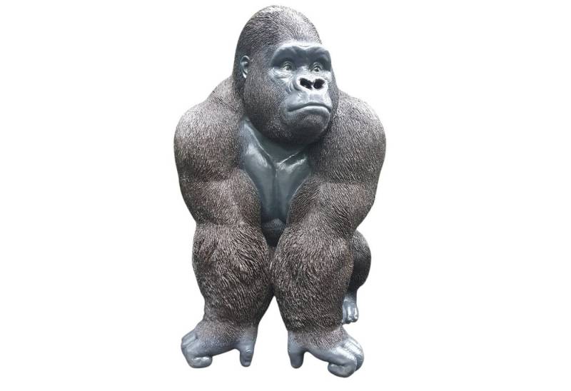Aspinaworld Gartenfigur Große Gorilla Figur sitzt auf der lauer 110 cm, Figur für den Garten von Aspinaworld