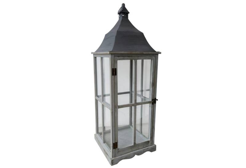 Aspinaworld Kerzenlaterne Große Laterne 91 cm grau - Holzlaterne mit Metalldach - Vintage von Aspinaworld