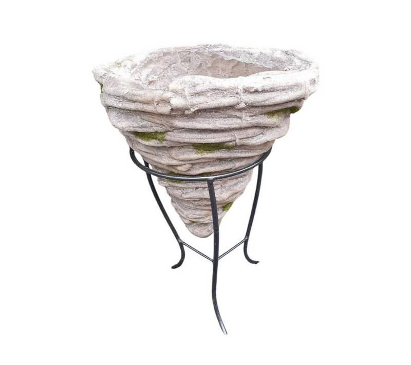 Aspinaworld Gartenfigur Pflanzentopf mit Metallständer in Wurzel Optik 33 cm wetterfest von Aspinaworld