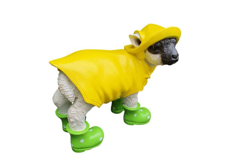 Aspinaworld Gartenfigur Schaf Figur mit Mantel und grünen Gummistiefel 47 cm wetterfest von Aspinaworld