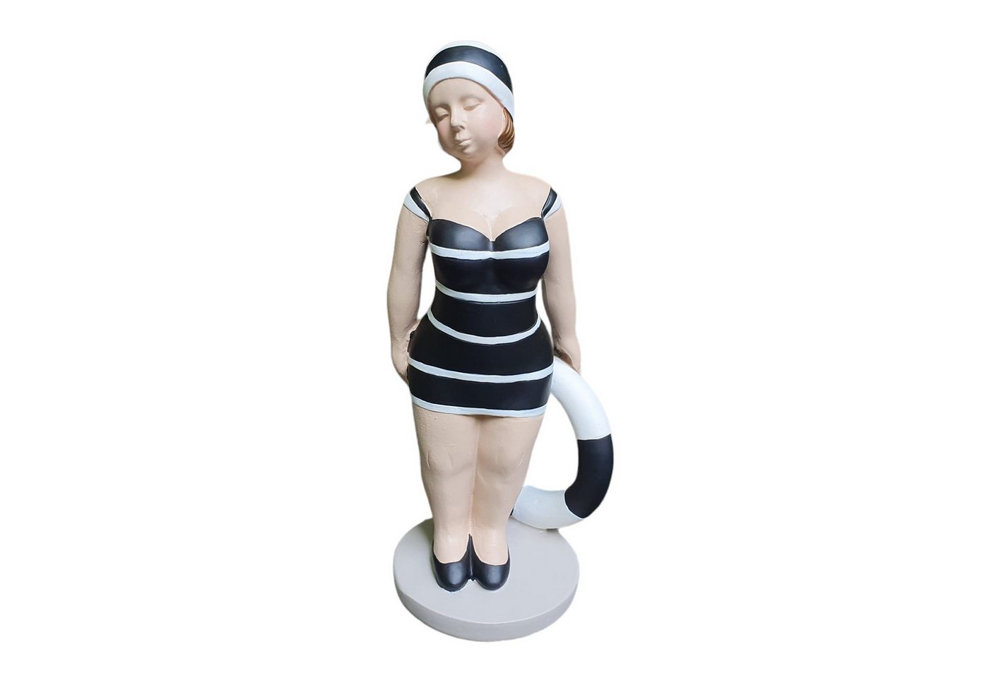 Aspinaworld Gartenfigur Stehende Badenixe Figur mit Rettungsring 21 cm schwarz von Aspinaworld