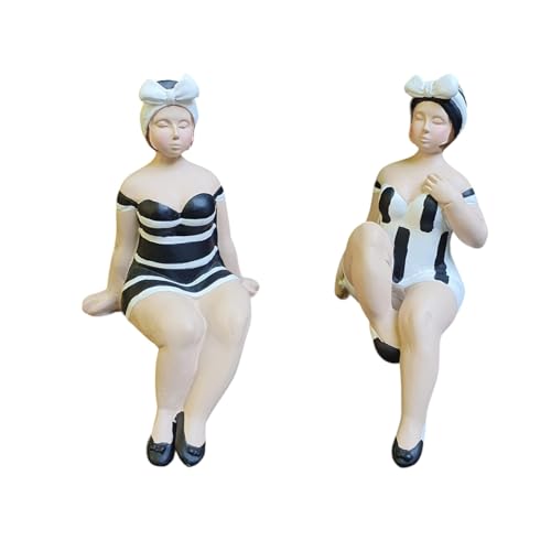 Aspinaworld Gartenfigur - molligeSchwarze Badenixen Kantensitzer Figur 2er Set 14 cm - Badefrau Figur - Figuren für den Garten - wetterfeste Deko - Pool Deko Aspinaworld Gartenfigur - molligeSchwarze Badenixen Kantensitzer Figur 2er Set 14 cm - Badefrau Figur - Figuren für den Garten - wetterfeste Deko - Pool Deko von Aspinaworld