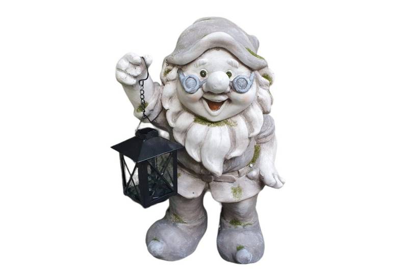 Aspinaworld Gartenfigur Gartenzwerg mit Brille und Laterne 37 cm, Figur für den Garten von Aspinaworld