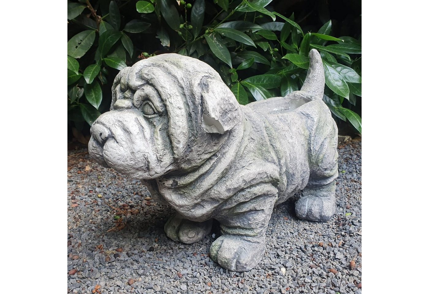 Aspinaworld Gartenfigur Hunde Mops Figur zum bepflanzen 25 cm von Aspinaworld