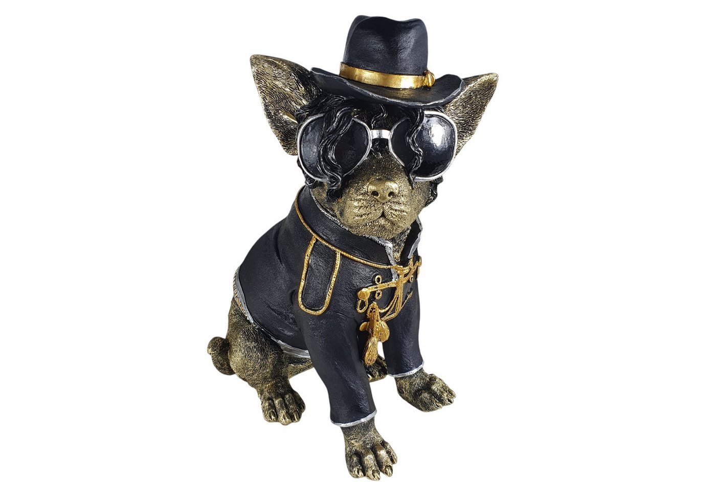 Aspinaworld Gartenfigur Hundefigur als Rockstar 32 cm, Figur für den Garten von Aspinaworld