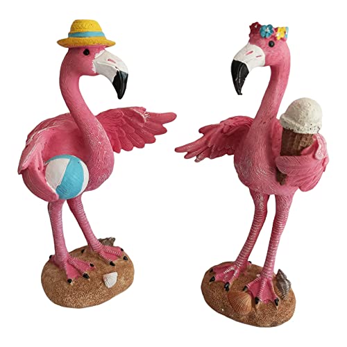 Aspinaworld Sommer Dekofigur, Flamingo Figur im Urlaub 2 er Set 22 cm, Wohnzimmer Deko, Badezimmer Deko, Strand Deko von Aspinaworld