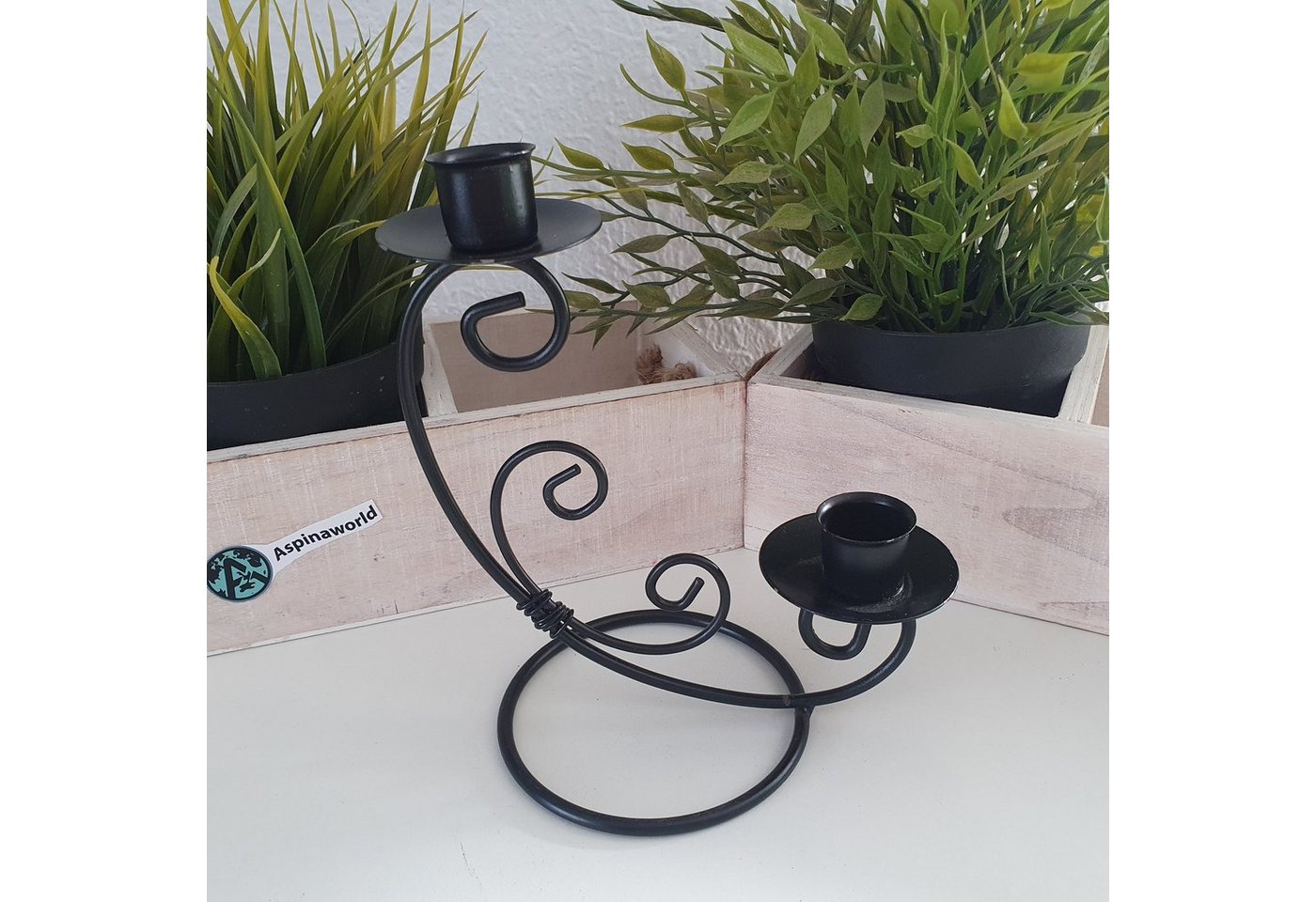Aspinaworld Teelichthalter Kerzenhalter aus Eisen für zwei Kerze 16 cm Aspinaworld Teelichthalter Kerzenhalter aus Eisen für zwei Kerze 16 cm von Aspinaworld