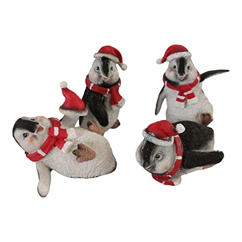 Aspinaworld Weihnachtsdeko, 4er Set Pinguin Figuren 10 cm, Weihnachtsfigur, Wohnzimmer Deko, Tierfigur von Aspinaworld