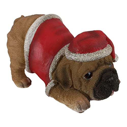 Aspinaworld Weihnachtsdeko, Weihnachts Hunde Figur Mops 11 cm, Weihnachtsfigur, Katzenfigur, Wohnzimmer Deko, Dekofigur, Tierfigur von Aspinaworld