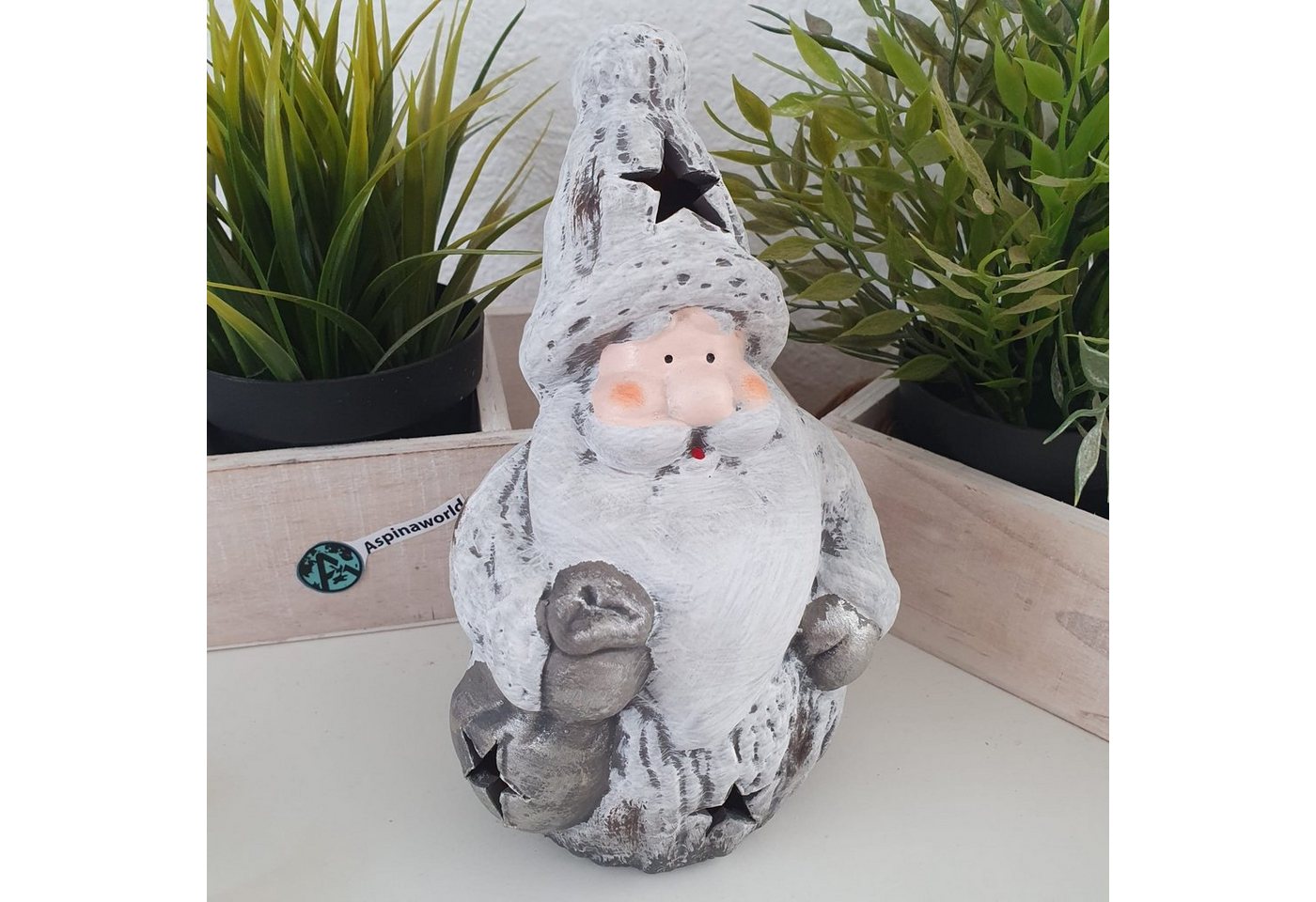 Aspinaworld Weihnachtsfigur Weihnachtsmann Figur als Teelichthalter 19 cm von Aspinaworld