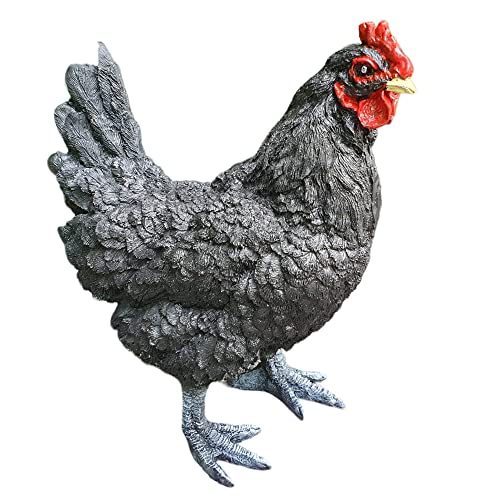 Aspinaworld wetterfeste Gartenfigur für außen, Schwarze Huhn Figur 34 cm, Dekofigur Garten, Gartendeko aus Kunstharz von Aspinaworld