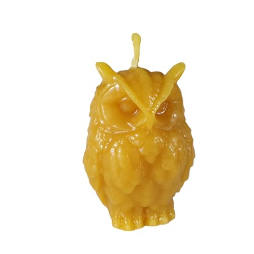 Bienenwachskerze - Eulen Kerze 8 cm aus 100% reinem Bienenwachs - Handgemacht - Honigkerze - Tierkerze- Bienenwachs Eule von Aspinaworld