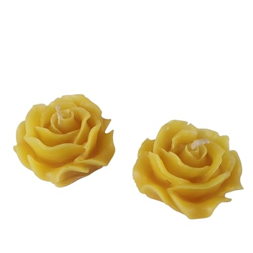 Bienenwachskerze - kleine Rosen Kerzen im 2 er Set 1,5 cm aus 100% reinem Bienenwachs - Handgemacht - Honigkerze - kerze in Rosen form - Blumen Kerzen von Aspinaworld