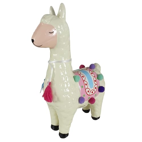 Deko Keramik Spardose Lama Figur mit Decke 21 cm, Dekofigur, Tierfigur, von Aspinaworld