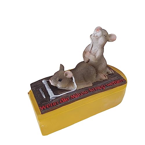 Deko Spardose Mäuse Paar auf Mausefalle 13 cm, Maus Figur, Dekofigur, Tierfigur, Mäuse Figur von Aspinaworld