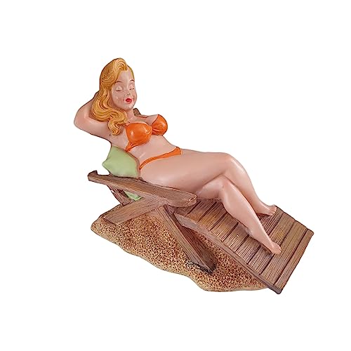 Dekorative Spardose Frau auf Liegestuhl 11 cm, Sparschwein, Dekofigur von Aspinaworld