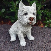 Gartenfigur Sitzende Weißer Westie Figur 30 cm von Aspinaworld