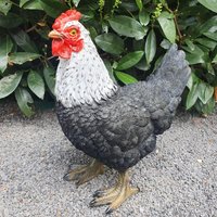 Gartenfigur Stehende Schwarz Weiße Huhn Figur 30 cm von Aspinaworld