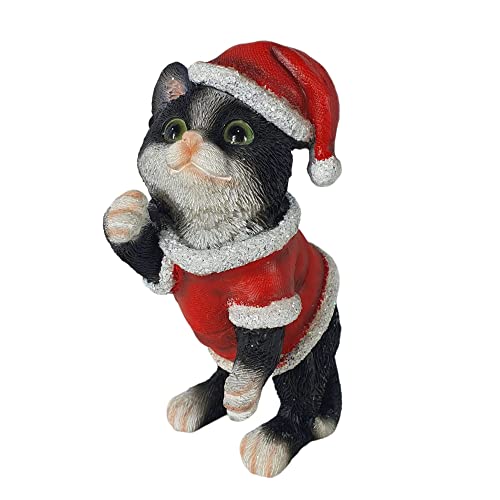 Aspinaworld Weihnachtsdeko, Weihnachts Katzen Figur 16 cm, Weihnachtsfigur, Wohnzimmer Deko, Tierfigur, Winterfigur von Aspinaworld