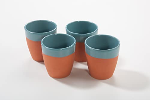 Aspira Mediterrane Weinbecher - Tonbecher - Rustikalbecher - Naturton - Türkis Glasiert - Keramikbecher handgemacht 4 Stück - 330ml Aspira Mediterrane Weinbecher - Tonbecher - Rustikalbecher - Naturton - Türkis Glasiert - Keramikbecher handgemacht 4 Stück - 330ml von Aspira