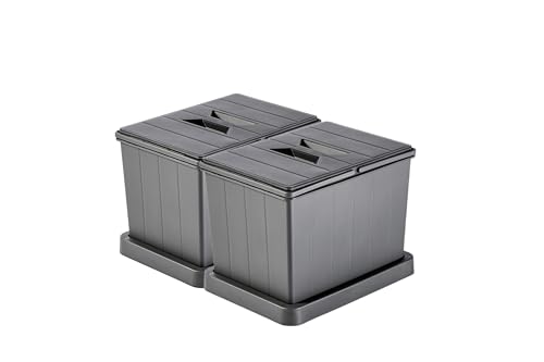 Aspira Modularer Mülleimer für Schublade, Abfallsammler „Müllomatic 2 x MODUL 1“ | Kunststoffbehälter mit montierbarer Basis | Volumen: 2x16L | Mülltrennsystem | Höhe 298mm (2 x MODUL 1) von Aspira