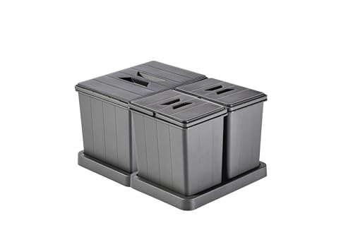 Modularer Mülleimer für Schublade, Abfallsammler „Müllomatic MODUL 1 + MODUL 2“ | Kunststoffbehälter mit montierbarer Basis | Volumen: 1x16L + 2x7,5L | Mülltrennsystem | Höhe 298mm (MODUL 1 + MODUL 2) von Aspira