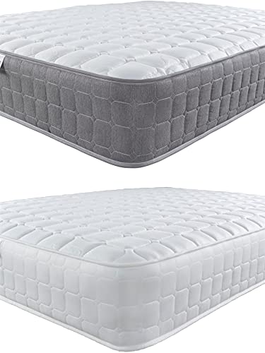 Aspire Beds Aspire Cool Comfort Sleep Surface Hybrid-Matratze, Bonnell-Federkern und Memory-Schaum, 3-lagig, 3-lagig, 25,4 cm tief, Grauer Rand, kleines Doppelbett (1,2 m x 1,8 m) von Aspire Beds