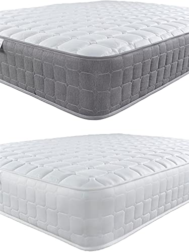 Aspire Beds Aloe Vera Wellness Schlaffläche Hybrid Bonellfederkern- und Memoryfaser-Wollschaum-Matratze, Grauer Rand, 25,4 cm x 1,2 m von Aspire Beds