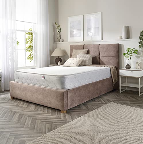Aspire Beds Crystal Hybrid + Sprung & Eco Foam Medium Firmness Premium Economy Matratze, Memory Schaumstoff Polyurethan-Schaum, weiß, Kleines Doppelbett von Aspire Beds